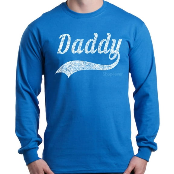Shop4Ever Men's Daddy Classic Baseball Father's Day Long Sleeve Shirt Medium Royal Blue