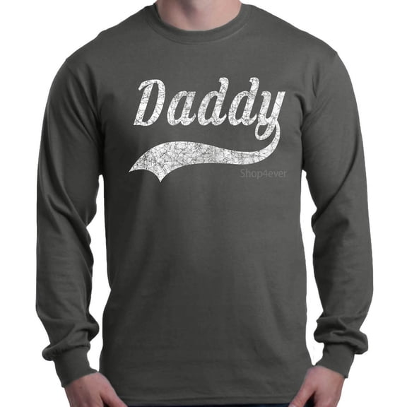 Shop4Ever Men's Daddy Classic Baseball Father's Day Long Sleeve Shirt X-Large Charcoal