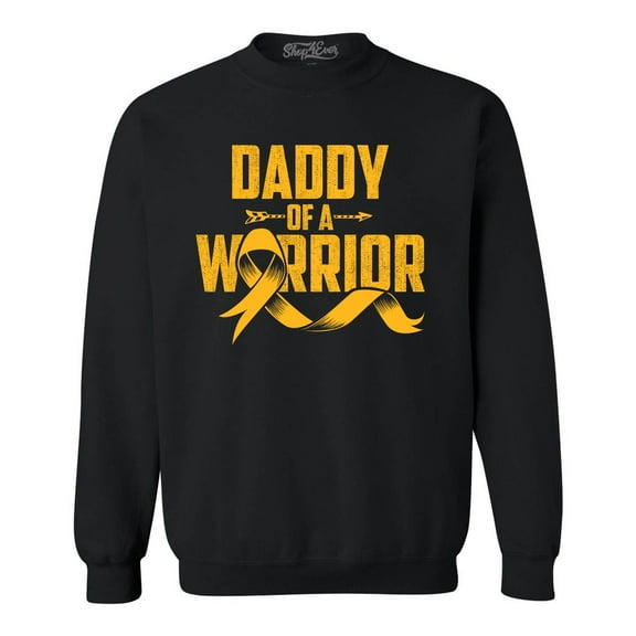 Shop4Ever Men's Daddy of a Warrior Crewneck Sweatshirt Large Black