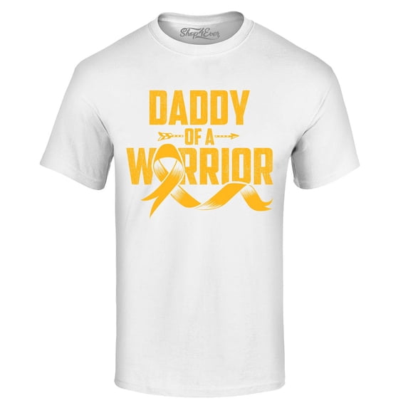 Shop4Ever Men's Daddy of a Warrior Graphic T-shirt Small White
