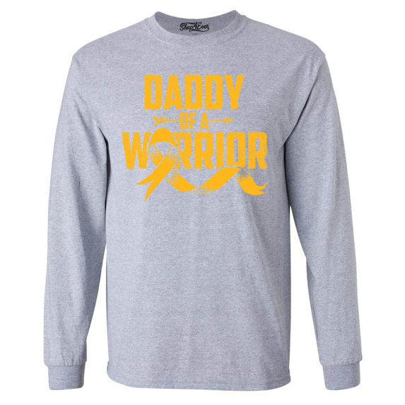 Shop4Ever Men's Daddy of a Warrior Long Sleeve Shirt Large Sports Grey
