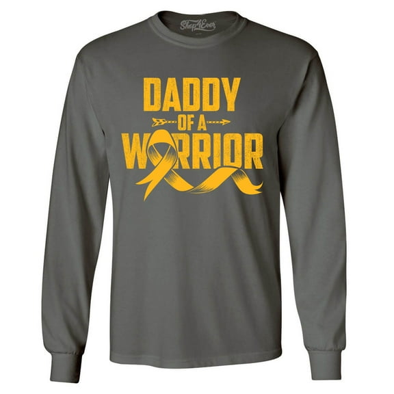 Shop4Ever Men's Daddy of a Warrior Long Sleeve Shirt Small Charcoal