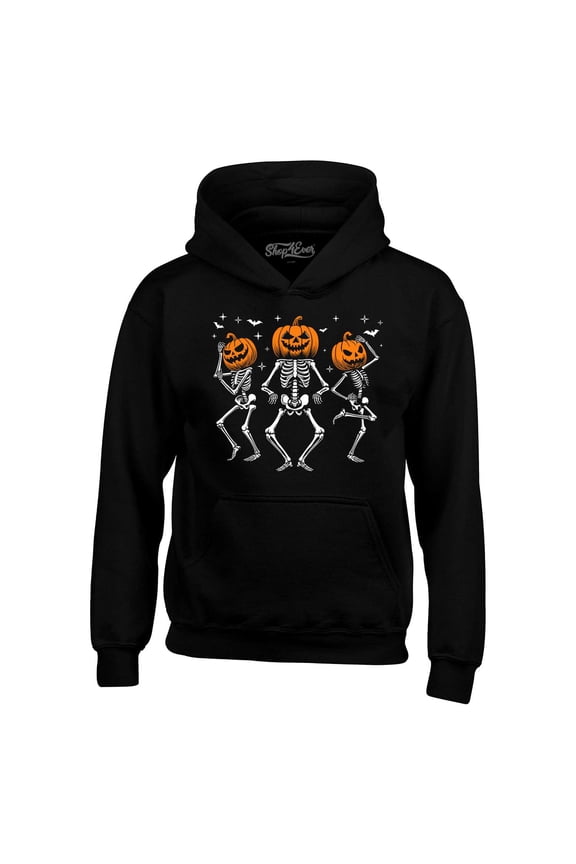 Men's Dancing Jack O'Lantern Skeleton Halloween Pumpkin Skulls Hooded Sweatshirt Hoodie Small Black