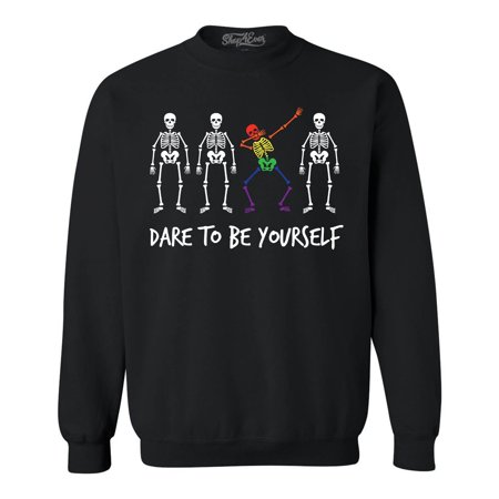 Shop4Ever Men's Dare to Be Yourself Gay Pride Crewneck Sweatshirt XXX-Large Black