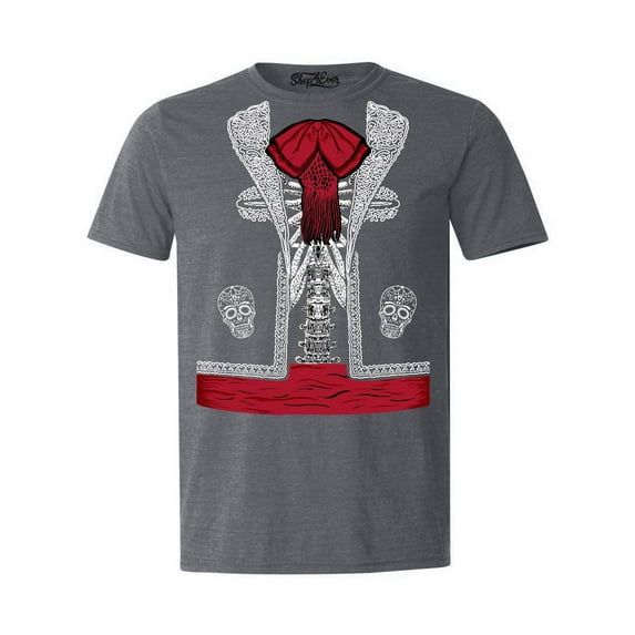 Shop4Ever Men's Day of the Dead Mariachi Skeleton Costume Graphic T-shirt XX-Large Dark Heather