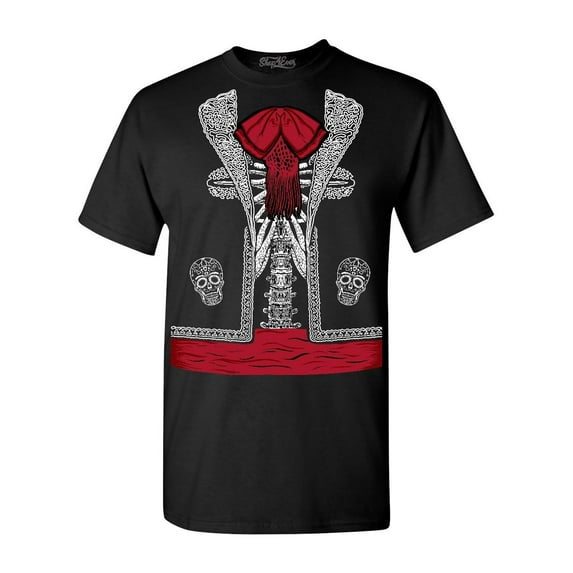 Shop4Ever Men's Day of the Dead Mariachi Skeleton Costume Graphic T-shirt XXX-Large Black