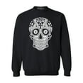 thumbnail image 1 of Shop4Ever Men's Day of the Dead White Skull Crewneck Sweatshirt X-Large Black, 1 of 5