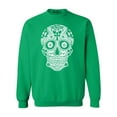 thumbnail image 1 of Shop4Ever Men's Day of the Dead White Skull Crewneck Sweatshirt X-Large Irish Green, 1 of 5