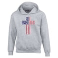 thumbnail image 1 of Shop4Ever Men's Distressed American Flag Cross Hooded Sweatshirt Hoodie X-Large Sports Grey, 1 of 5