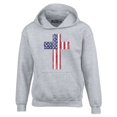 thumbnail image 1 of Shop4Ever Men's Distressed American Flag Cross Hooded Sweatshirt Hoodie XXX-Large Sports Grey, 1 of 5