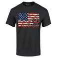 thumbnail image 1 of Shop4Ever Men's Distressed American Flag Horizontal USA Patriotic 4th of July Graphic T-shirt Medium Black, 1 of 5
