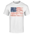 thumbnail image 1 of Shop4Ever Men's Distressed American Flag Horizontal USA Patriotic 4th of July Graphic T-shirt XX-Large White, 1 of 5