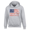 thumbnail image 1 of Shop4Ever Men's Distressed American Flag Horizontal USA Patriotic 4th of July Hooded Sweatshirt Hoodie Large Sports Grey, 1 of 5