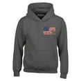 thumbnail image 1 of Shop4Ever Men's Distressed American Flag Pocket Size USA Patriotic 4th of July  Hooded Sweatshirt Hoodie XXX-Large Charcoal, 1 of 5