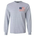 thumbnail image 1 of Shop4Ever Men's Distressed American Flag Pocket Size USA Patriotic 4th of July  Long Sleeve Shirt X-Large Sports Grey, 1 of 5