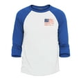 thumbnail image 1 of Shop4Ever Men's Distressed American Flag Pocket Size USA Patriotic 4th of July  Raglan Baseball Shirt X-Large White/Red, 1 of 4