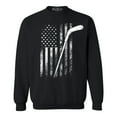 thumbnail image 1 of Shop4Ever Men's Distressed Hockey American Flag Patriotic Sports  Crewneck Sweatshirt XXXXX-Large Black, 1 of 5
