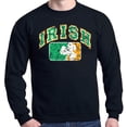 thumbnail image 1 of Shop4Ever Men's Distressed Irish Flag St. Patrick's Day Crewneck Sweatshirt Medium Black, 1 of 5