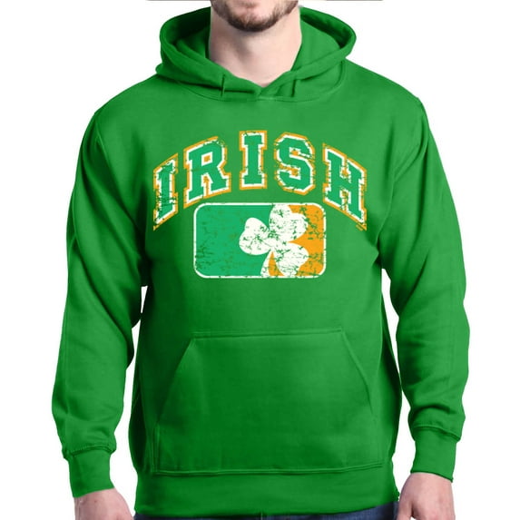 Shop4Ever Men's Distressed Irish Flag St. Patrick's Day Hooded Sweatshirt Hoodie X-Large Irish Green