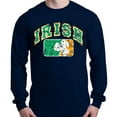thumbnail image 1 of Shop4Ever Men's Distressed Irish Flag St. Patrick's Day Long Sleeve Shirt Large Navy, 1 of 5