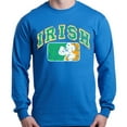 thumbnail image 1 of Shop4Ever Men's Distressed Irish Flag St. Patrick's Day Long Sleeve Shirt XX-Large Royal Blue, 1 of 5