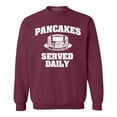 thumbnail image 1 of Shop4Ever Men's Distressed Pancakes Served Daily Funny Football Crewneck Sweatshirt Medium Maroon, 1 of 5