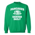 thumbnail image 1 of Shop4Ever Men's Distressed Pancakes Served Daily Funny Football Crewneck Sweatshirt X-Large Irish Green, 1 of 5