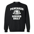 thumbnail image 1 of Shop4Ever Men's Distressed Pancakes Served Daily Funny Football Crewneck Sweatshirt XX-Large Black, 1 of 5