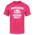thumbnail image 1 of Shop4Ever Men's Distressed Pancakes Served Daily Funny Football Graphic T-shirt XX-Large Heliconia Pink, 1 of 5