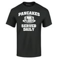 thumbnail image 1 of Shop4Ever Men's Distressed Pancakes Served Daily Funny Football Graphic T-shirt XXX-Large Black, 1 of 5