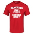 thumbnail image 1 of Shop4Ever Men's Distressed Pancakes Served Daily Funny Football Graphic T-shirt XXX-Large Red, 1 of 5