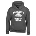 thumbnail image 1 of Shop4Ever Men's Distressed Pancakes Served Daily Funny Football Hooded Sweatshirt Hoodie Large Charcoal, 1 of 5