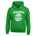 thumbnail image 1 of Shop4Ever Men's Distressed Pancakes Served Daily Funny Football Hooded Sweatshirt Hoodie Small Irish Green, 1 of 5