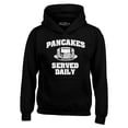 thumbnail image 1 of Shop4Ever Men's Distressed Pancakes Served Daily Funny Football Hooded Sweatshirt Hoodie XXX-Large Black, 1 of 5