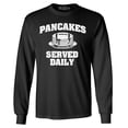 thumbnail image 1 of Shop4Ever Men's Distressed Pancakes Served Daily Funny Football Long Sleeve Shirt Small Black, 1 of 5