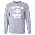 thumbnail image 1 of Shop4Ever Men's Distressed Pancakes Served Daily Funny Football Long Sleeve Shirt X-Large Sports Grey, 1 of 5