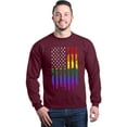 thumbnail image 1 of Shop4Ever Men's Distressed Rainbow Flag Gay Pride Crewneck Sweatshirt Large Maroon, 1 of 5