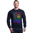 thumbnail image 1 of Shop4Ever Men's Distressed Rainbow Flag Gay Pride Crewneck Sweatshirt Small Navy, 1 of 5