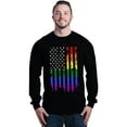 thumbnail image 1 of Shop4Ever Men's Distressed Rainbow Flag Gay Pride Long Sleeve Shirt Medium Black, 1 of 5