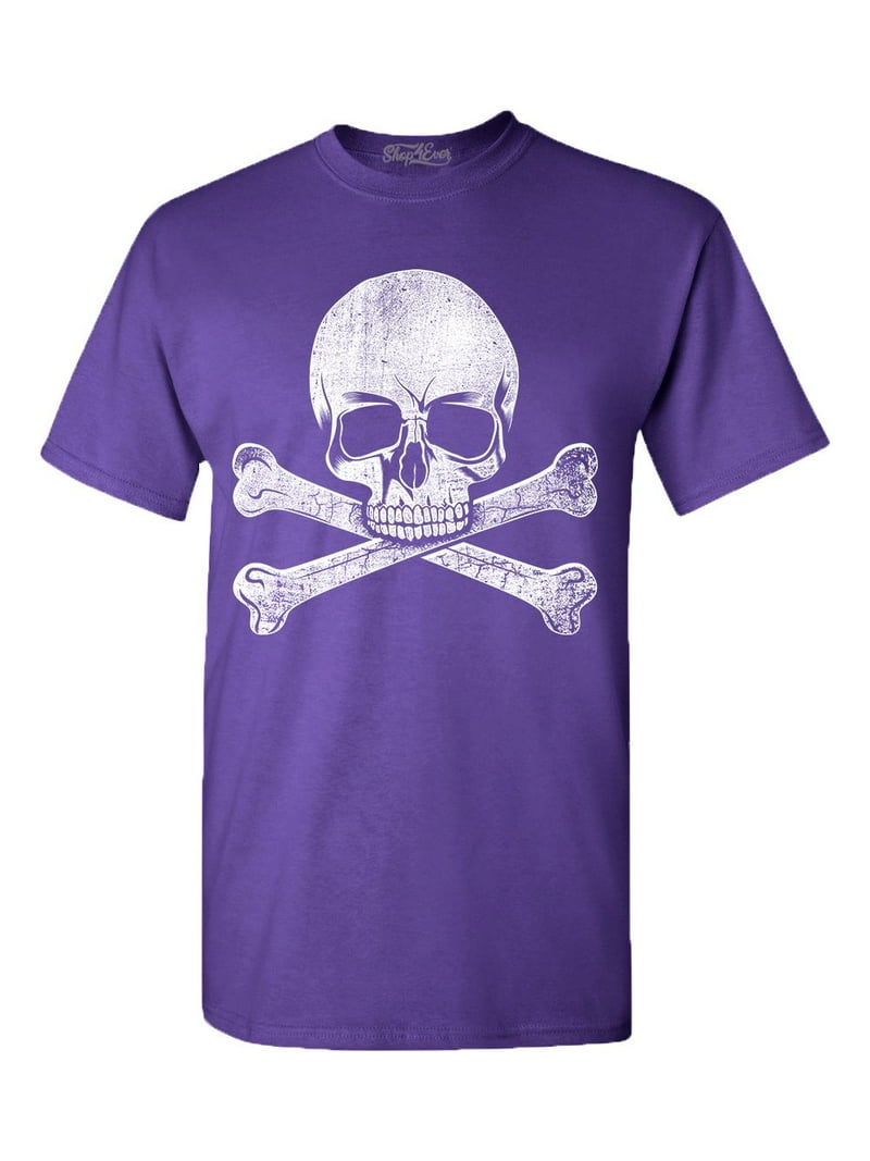 Shop4Ever Men's Distressed White Skull and Crossbones