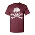thumbnail image 1 of Shop4Ever Men's Distressed White Skull and Crossbones Graphic T-shirt XX-Large Maroon, 1 of 5