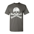 thumbnail image 1 of Shop4Ever Men's Distressed White Skull and Crossbones Graphic T-shirt XXX-Large Charcoal, 1 of 5