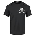 thumbnail image 1 of Shop4Ever Men's Distressed White Skull and Crossbones Pocket Size  Graphic T-shirt XX-Large Black, 1 of 5