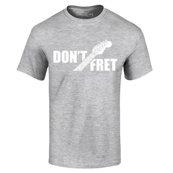 Shop4Ever Men's Don't Fret Guitar Musician Graphic T-shirt XX-Large Sports Grey