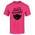 thumbnail image 1 of Shop4Ever Men's Don't Hate Me Because I'm Beardiful Funny Graphic T-shirt Large Heliconia Pink, 1 of 5