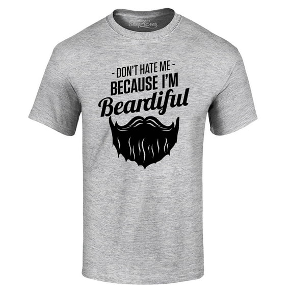 Shop4Ever Men's Don't Hate Me Because I'm Beardiful Funny Graphic T-shirt Large Sports Grey