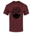 thumbnail image 1 of Shop4Ever Men's Don't Hate Me Because I'm Beardiful Funny Graphic T-shirt XX-Large Maroon, 1 of 5