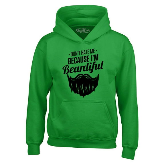 Shop4Ever Men's Don't Hate Me Because I'm Beardiful Funny Hooded Sweatshirt Hoodie X-Large Irish Green