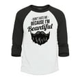 thumbnail image 1 of Shop4Ever Men's Don't Hate Me Because I'm Beardiful Funny Raglan Baseball Shirt Small White/Black, 1 of 4
