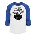 thumbnail image 1 of Shop4Ever Men's Don't Hate Me Because I'm Beardiful Funny Raglan Baseball Shirt Small White/Red, 1 of 4